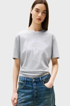 Женская серая футболка RLX VARSITY OVERDYE Серый S Tommy Jeans DW0DW21399