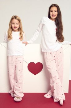 Бавовняна двочастинна піжама з принтом - кремовий