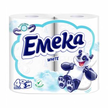 Туалетная бумага Emeka White, 3-слойная, 135 отрывов, 4 рулона Туалетная бумага Emeka White, 3-слойная, 135 отрывов, 4 рулона