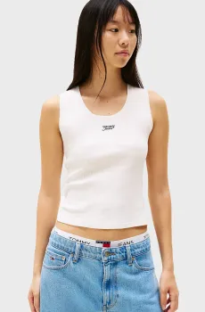 Женская белая майка SLIM SCRIPT Белый L Tommy Jeans DW0DW21369