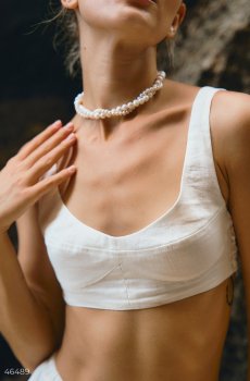 Молочний топ зі 100% льону