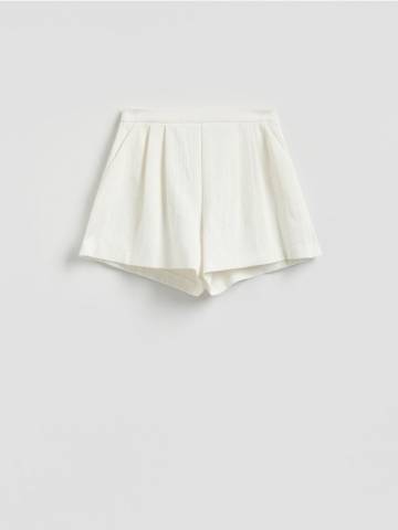 Reserved - Бавовняні шорти зі складками - кремовий - 7412Y-01X