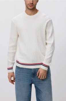 Reserved - Структурований джемпер з бавовною - білий - 636HD-00X