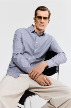 Reserved - Сорочка slim fit із візерунком - темно-синій - 538HT-59P