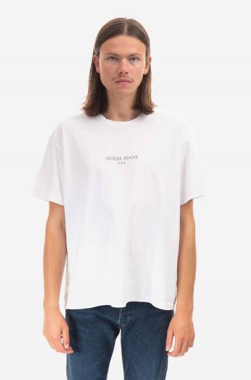 Хлопковая футболка Guess цвет белый с принтом M2BI01.KBB50-G046 Хлопковая футболка Guess цвет белый с принтом M2BI01.KBB50-G046