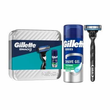 Подарочный набор мужской Gillette Mach 3 (станок + сменный картридж, 1 шт + гель для бритья, 75 мл) Подарочный набор мужской Gillette Mach 3 (станок + сменный картридж, 1 шт + гель для бритья, 75 мл)