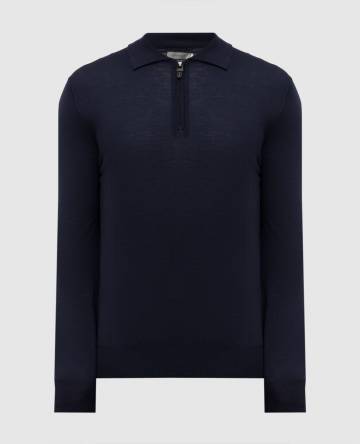 Синее поло из шерсти