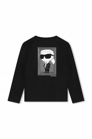 Хлопковый детский лонгслив Karl Lagerfeld цвет чёрный с принтом Z30243 Хлопковый детский лонгслив Karl Lagerfeld цвет чёрный с принтом Z30243