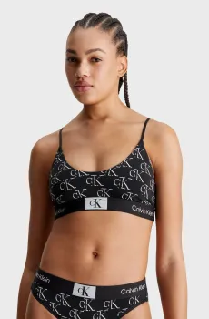 Женский черный бюстгальтер с узором UNLINED BRALETTE Черный XS Calvin Klein 000QF7216E
