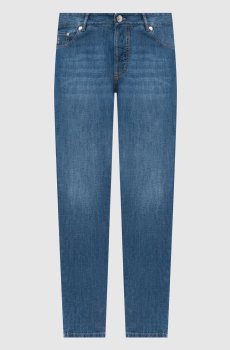 Синие джинсы с вышивкой эмблемы