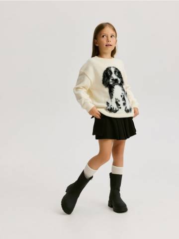 Reserved - Плісировані шорти-спідниця - чорний - 379FW-99X