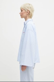 Хлопковая рубашка Fiorucci Striped Embroidered Drawstring Shirt