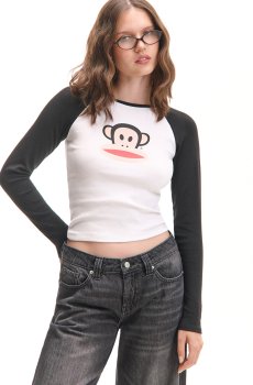 Cropp - Блузка з рукавами реглан Julius the Monkey Paul Frank - білий