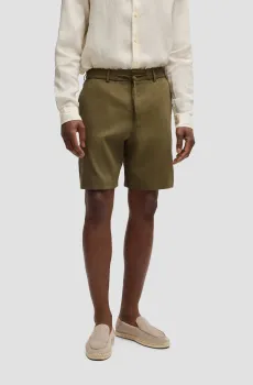 Мужские оливковые льняные шорты Оливковый 50 BOSS 50540694;302