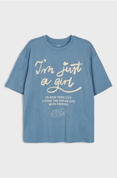 Бавовняна футболка з написом Im Just a Girl - синій