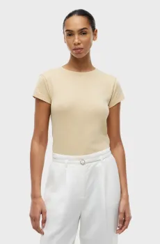 Женская бежевая футболка SLUB Бежевый M Tommy Hilfiger WW0WW48702
