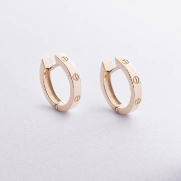Серьги - кольца "Love" в желтом золоте с09140 Серьги - кольца "Love" в желтом золоте с09140