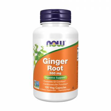 Корень имбиря NOW Foods Ginger Root 550 мг, 100 вегетарианских капсул Корень имбиря NOW Foods Ginger Root 550 мг, 100 вегетарианских капсул