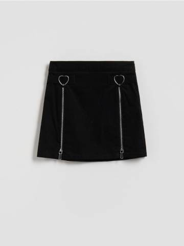 Reserved - Спідниця на блискавках - чорний - 374FW-99X