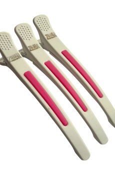 Парикмахерский зажим для волос Zauber-manicure пластиковый, белый с малиновым, 3 шт (06-097B-3)