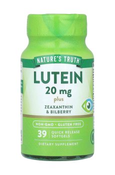 Лютеин, зеаксантин и черника Natures Truth Lutein Zeaxanthin & Bilberry 20 мг, 39 гелевых капсул быстрого высвобождения