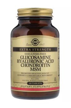 Глюкозамин, гиалуроновая кислота, хондроитин и МСМ Solgar Glucosamine Hyaluronic Acid Chondroitin MSM, 60 таблеток