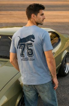 Бавовняна футболка з принтом - light blue