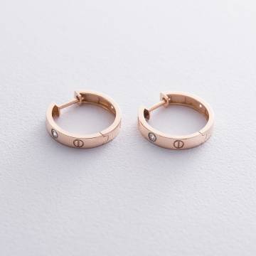 Золотые серьги - кольца с фианитами с06243 Золотые серьги - кольца с фианитами с06243