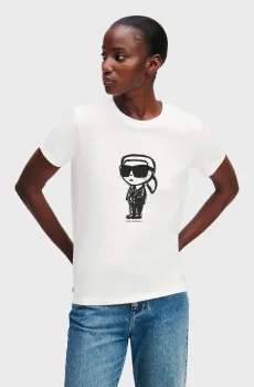 Женская белая футболка IKON SKETCH KARL Белый S Karl Lagerfeld A1W17126