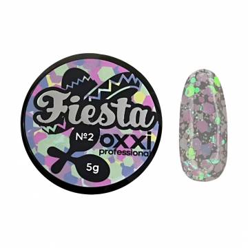 Глиттерный гель для маникюра Oxxi Professional Fiesta Glitter Gel 02, 5 г