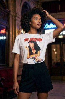 Бавовняна футболка з принтом Pulp Fiction - білий