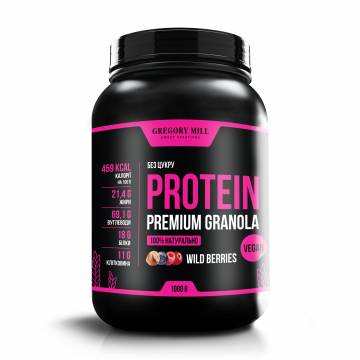 Протеїнова гранола Лісові Ягоди Gregory Mill Wild Berries Protein Premium Granola, 1000 г Протеїнова гранола Лісові Ягоди Gregory Mill Wild Berries Protein Premium Granola, 1000 г