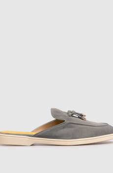 Серые замшевые мюли