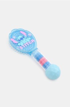Щітка для волосся з гумками фротте з металевою ниткою в ручці Stitch - різнобарвний