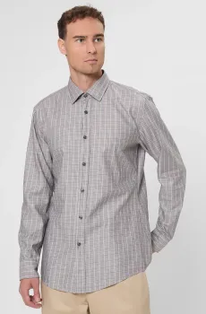 Мужская серая рубашка в клетку Серый 44 BOSS 50545442;260