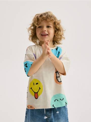 Reserved - Футболка SmileyWorld® - кремовий - 269CJ-01X Reserved - Футболка SmileyWorld® - кремовий - 269CJ-01X