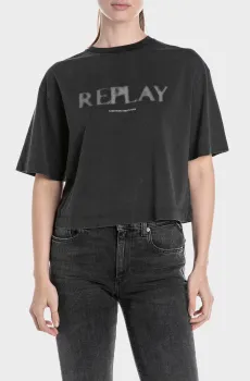 Женская черная футболка Черный L Replay W3410 .000.22658M