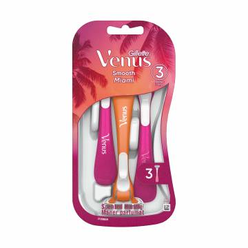 Одноразовые станки для бритья Gillette Venus Smooth Miami женские, 3 шт Одноразовые станки для бритья Gillette Venus Smooth Miami женские, 3 шт