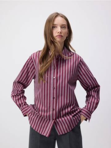 Reserved - Бавовняна сорочка у смужку - burgundy - 052FA-53X Reserved - Бавовняна сорочка у смужку - burgundy - 052FA-53X