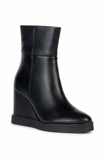 Кожаные полусапожки Geox D ELIDEA WEDGE B женские цвет чёрный на платформе D36VQB 00043 C9999 Кожаные полусапожки Geox D ELIDEA WEDGE B женские цвет чёрный на платформе D36VQB 00043 C9999