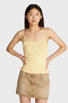 Женский желтый топ  TJW SLIM GMD RIB STRAP TOP Желтый S Tommy Jeans DW0DW19505