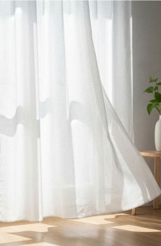 Штора з імітації льону на тасьмі - білий