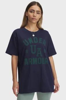Женская темно-синяя футболка UA HWT OS Collegiate SS Синий XS Under Armour 1389749-410