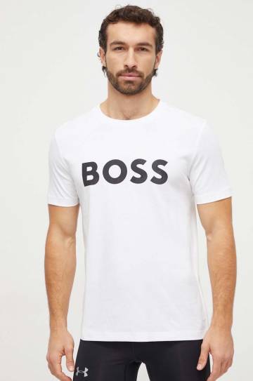 Футболка Boss Green мужской цвет белый с принтом Футболка Boss Green мужской цвет белый с принтом