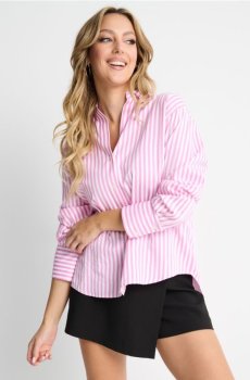 Сорочка в смужку - рожевий