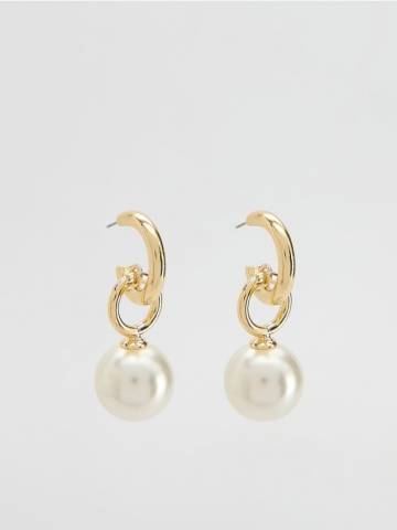 Reserved - Сережки-кільця зі штучними перлами - білий - 390FD-00X