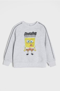 Світшот із круглим вирізом і принтом SpongeBob SquarePants - сірий