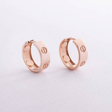 Серьги - кольца "Love" в красном золоте с08166 Серьги - кольца "Love" в красном золоте с08166