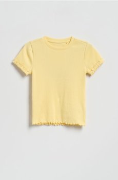 Reserved - Бавовняна футболка з оборками - світло-жовтий - 408HU-10X