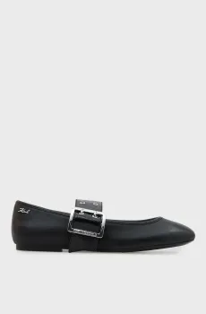 Женские черные кожаные балетки KARO Черный 35 Karl Lagerfeld KL40126
